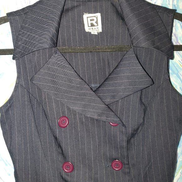 Navy Pinstripe Rampage Mini Dress - Picture 3 of 6